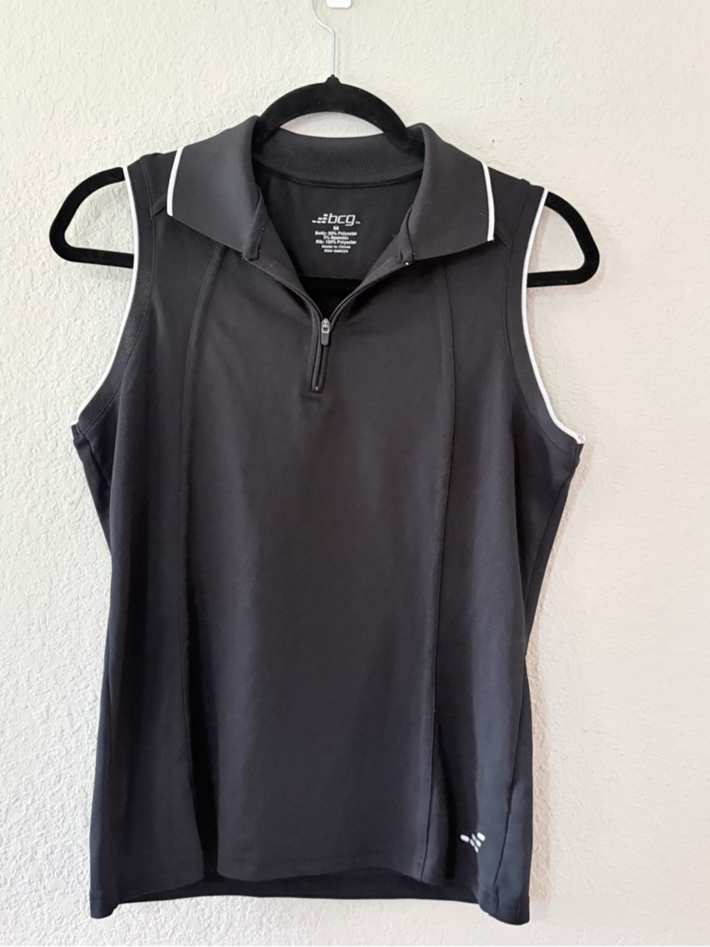 bcg woman’s Black Athletic Sleeveless Zip-Up Polo M sport summer casual tennis - Picture 8 of 8